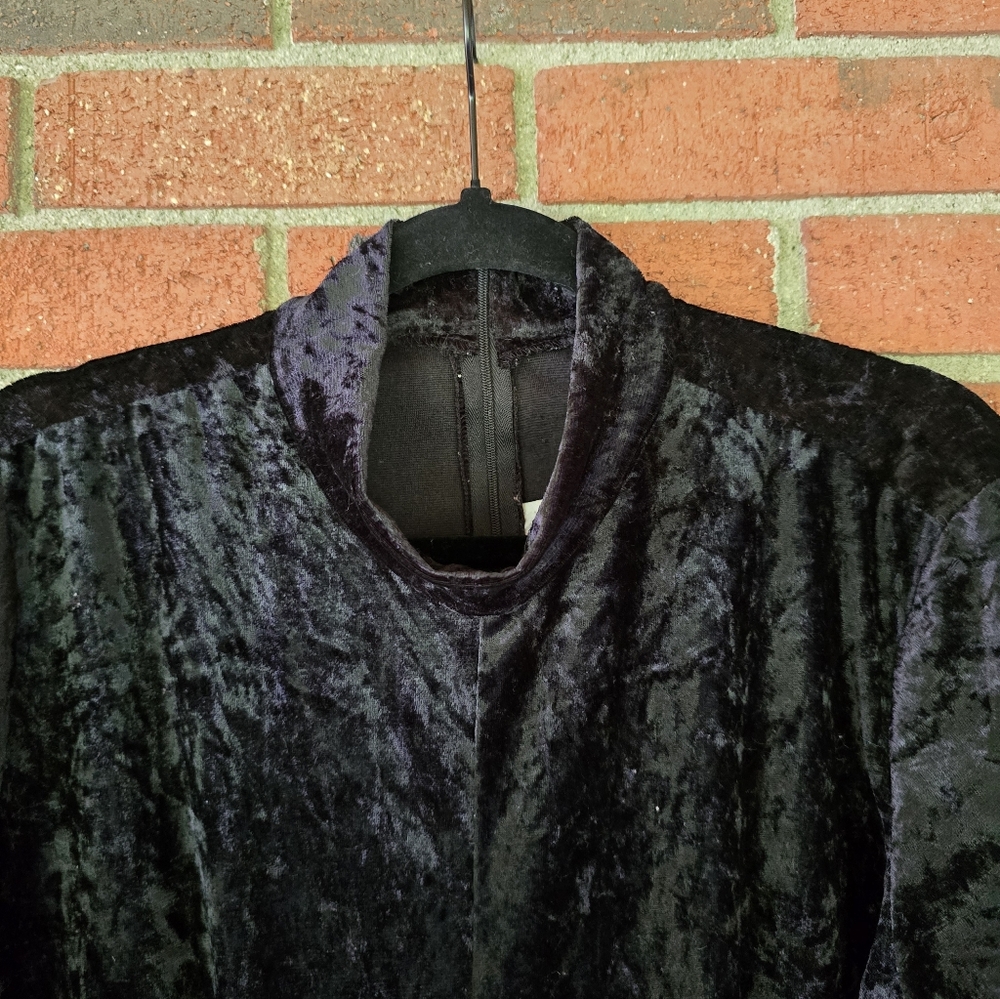Vintage Hayley Too Black Velvet Dress 90s Y2K Wimsigoth Dark Romantic Size M - Picture 5 of 7